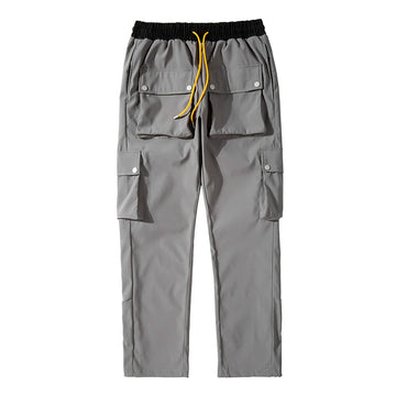 59.15Aidase High Street Multi-pocket Casual Trousers for Men and Women Side Breasted Drawstring Cargo Pants Harajuku Solid Loose Pants aidase-shop